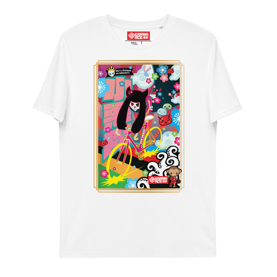 Karma Ace: Demon on Wheelz - Unisex organic cotton t-shirt