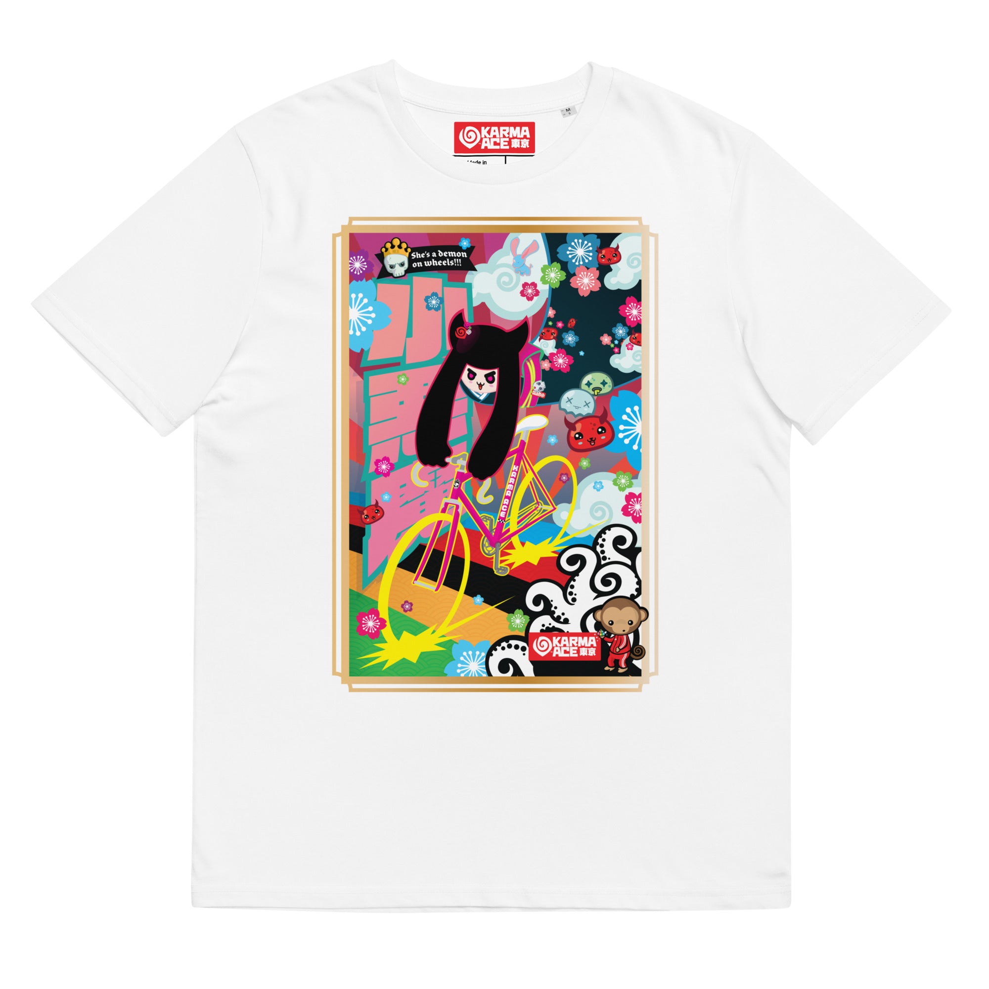 Karma Ace: Demon on Wheelz - Unisex organic cotton t-shirt